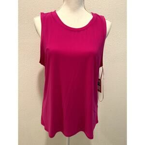 Vince Camuto Womens Back Keyhole Split-Hem Fiercely Fuchsia Large Top Blouse